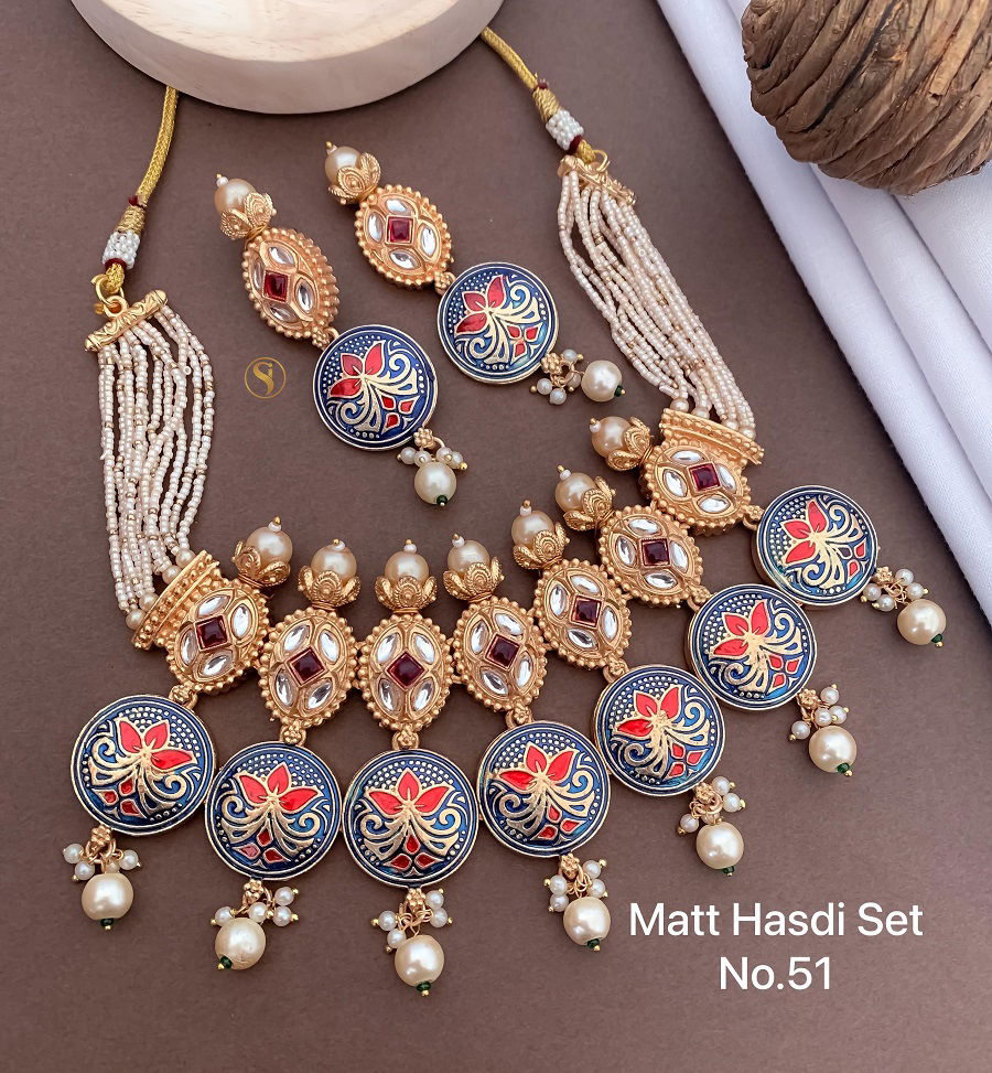 Traditional Matte Choker Hasadi Set 4 Necklace Wholesale Suppliers In Mumbai

